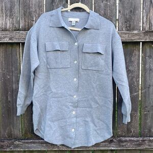 By Design Gray Button Down Sweater | M